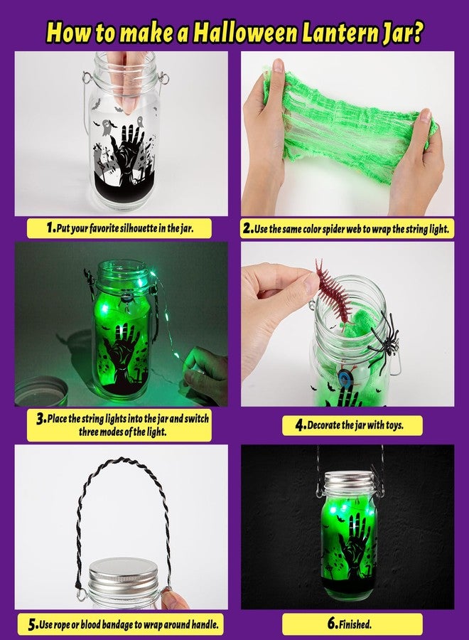 AuroTops Halloween Crafts for Kids,8 Pack Halloween Mason Jar Kit with Accessories for Kids DIY Kit,Art Activities Gifts for Kid Party Favors Decorations for Classroom,Trick or Treat Toy - Image 2